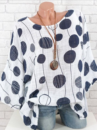 Round-Neck Batwing Sleeve Blouses