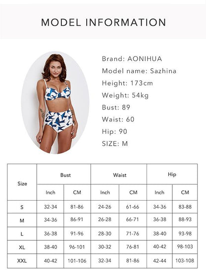 Spaghetti Straps Printed Bikinis Swimwear