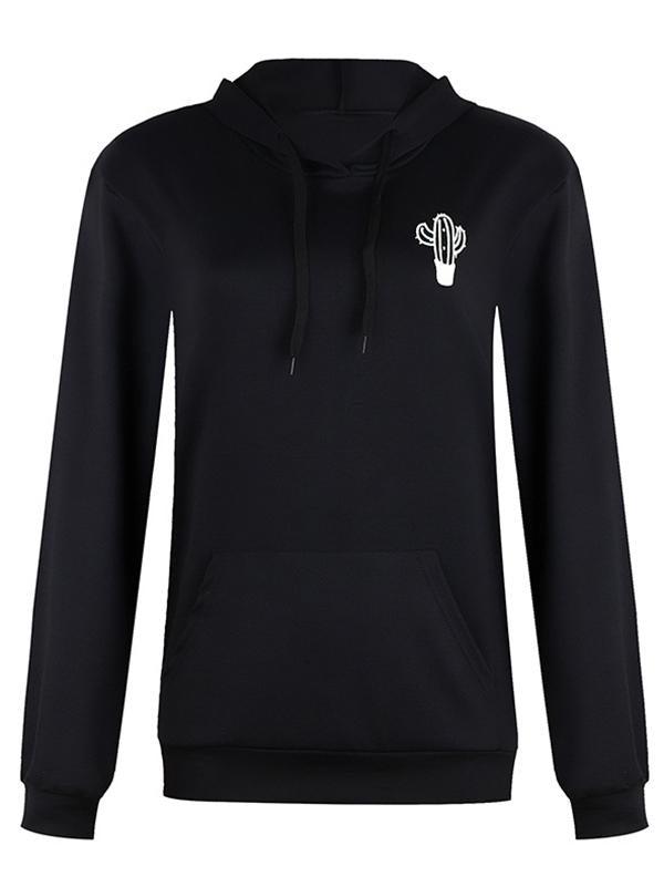 Loose Cactus Letter Printed Hoodie