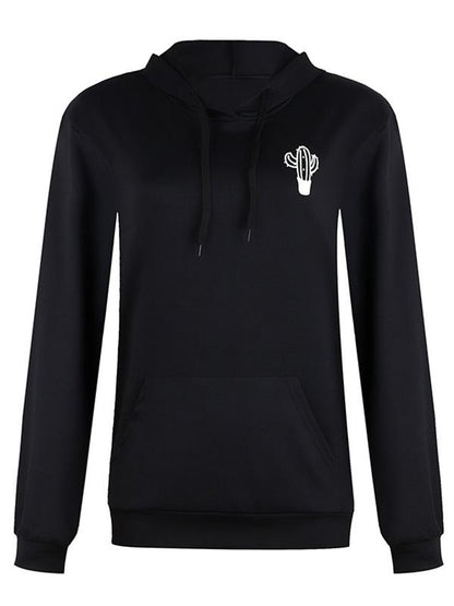 Loose Cactus Letter Printed Hoodie