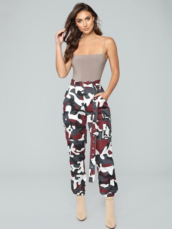 Plus Size Camouflage Printed Track Pants