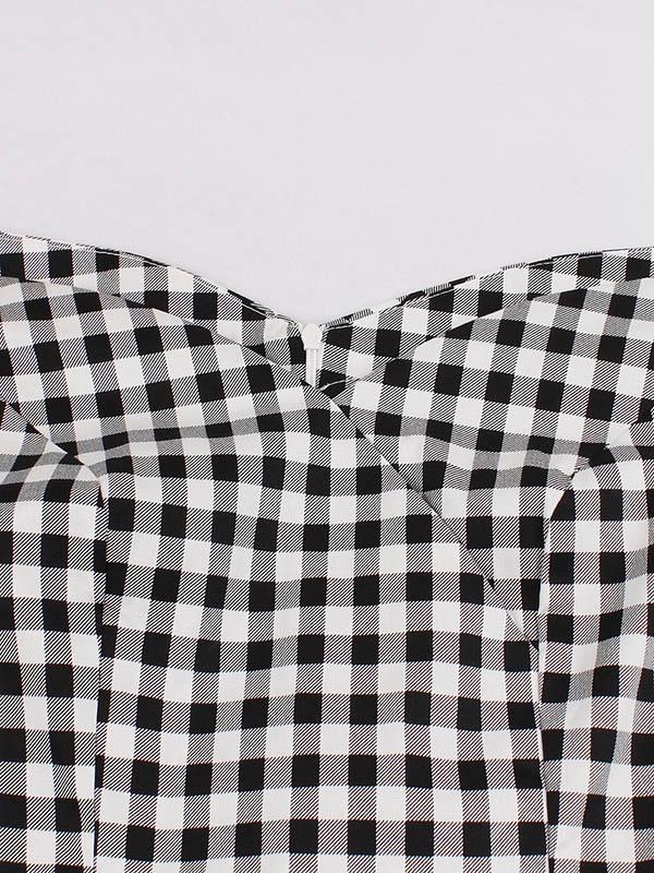 Plaid Off-The-Shoulder A-Line Midi Dresses