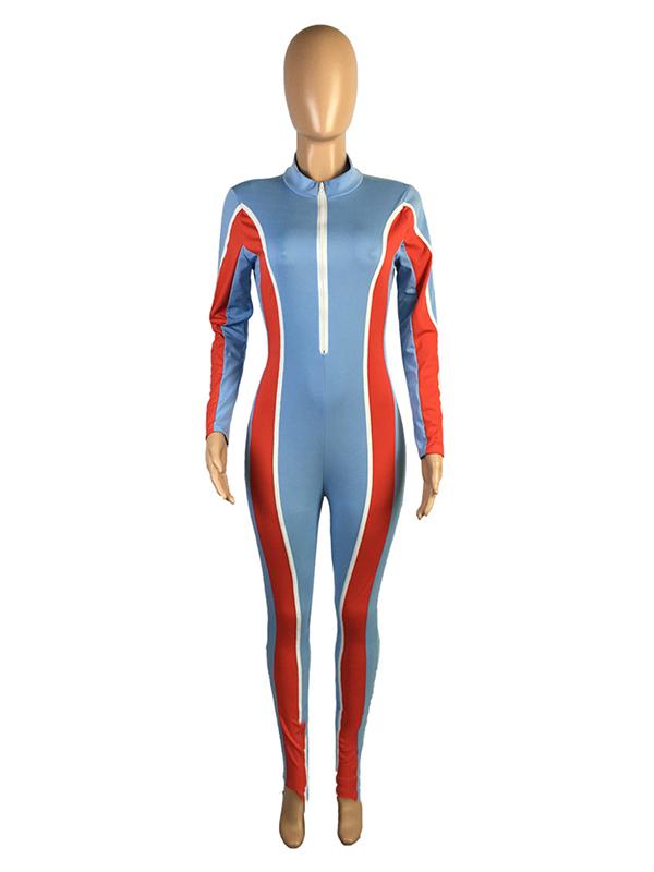 Fashion Casual Color-Block Sports Jumpsuits