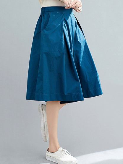 Casual Solid Color Elasticity Waist Wide Leg Shorts