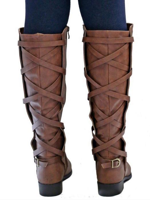 Fashion Bandage Thigh-high Low-heel Boots Shoes