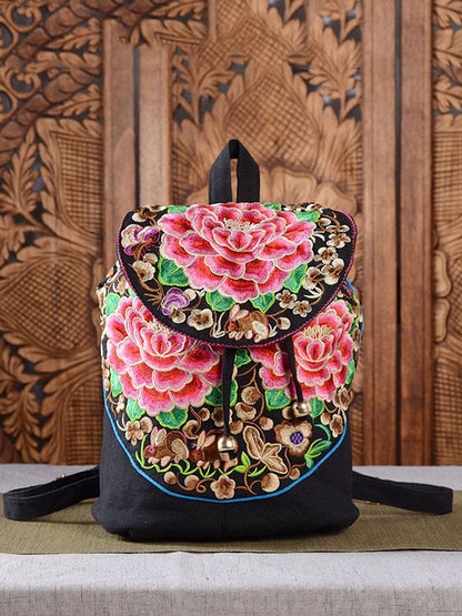 Flower Embroidered Backpack&Single-shoulder Bag