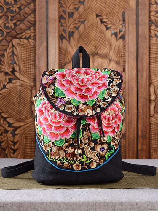 Flower Embroidered Backpack&Single-shoulder Bag