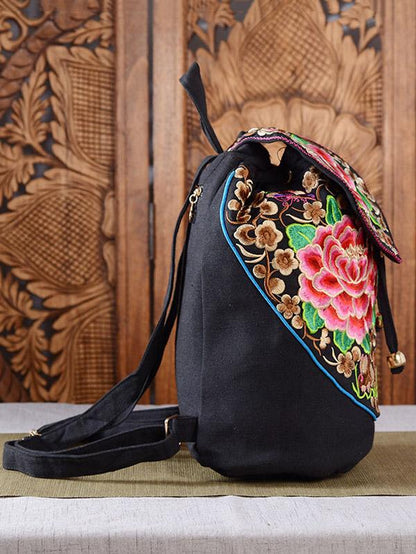 Flower Embroidered Backpack&Single-shoulder Bag