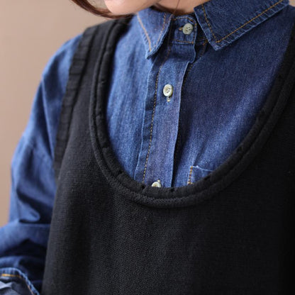 Buykud Front Pocket Pure Color Knitted Waistcoat