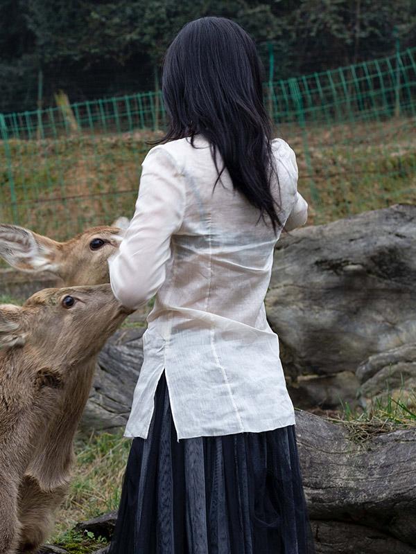 See-through Bandage Solid Blouse Top
