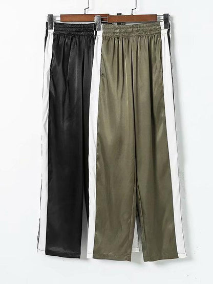 Solid Split-side Wide Leg Casual Bottom