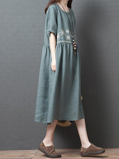 Loose A-line Cotton Long Dress