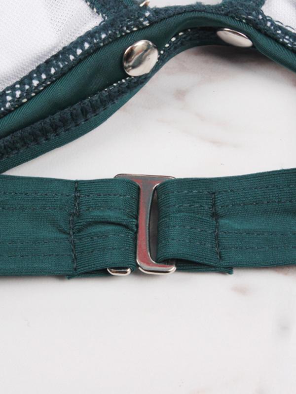 Button Decorated Solid Bikinis Swimwear