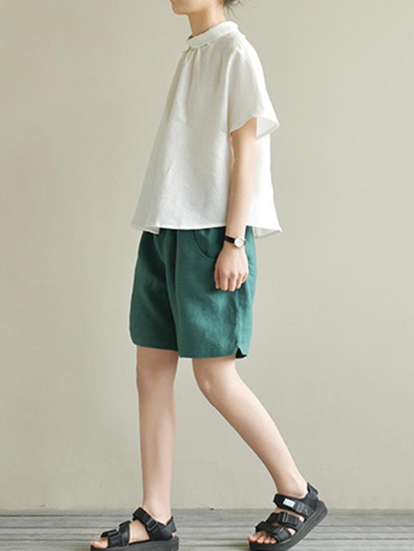 Leisure Solid Lapel Shirt Blouse Tops
