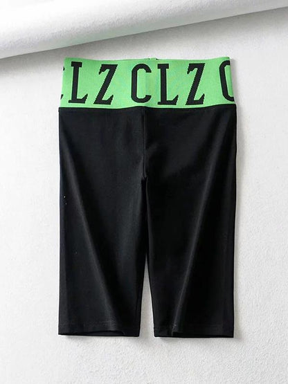 Waistband Letter Printed Sports Shorts