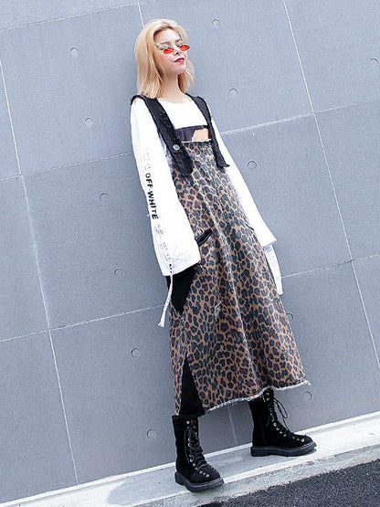 Loose Leopard Braces Dress