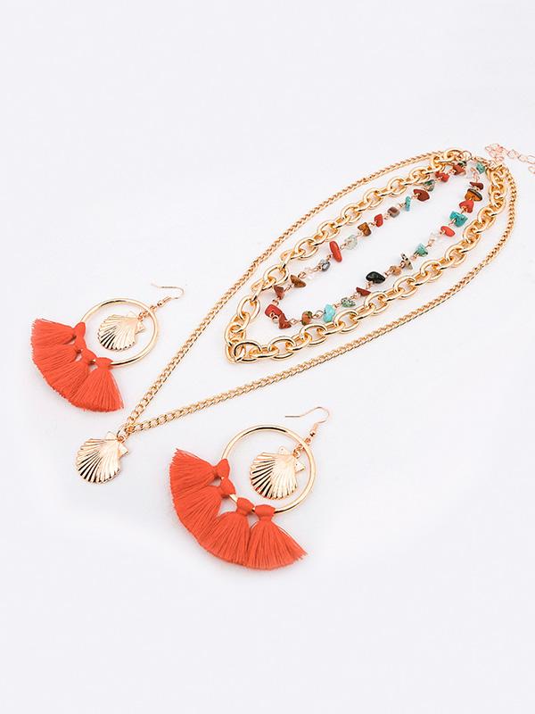 Shell  Tassel Earring And Necklace Accessories