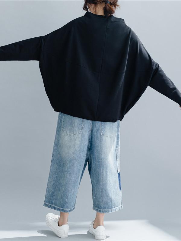 Loose Printed Batwing Sleeves T-shirt