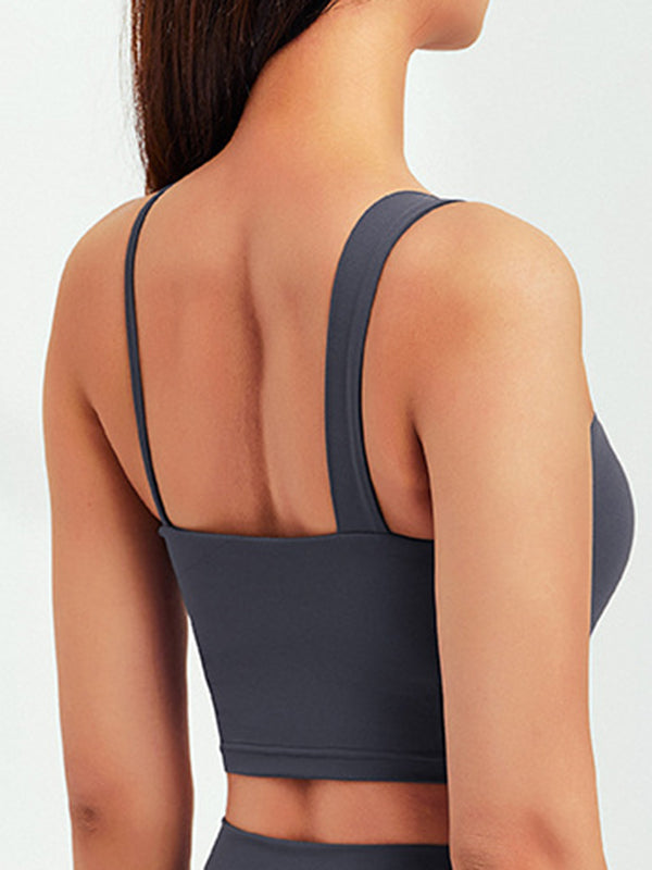 8 Colors Stylish Solid Color Spaghetti-Neck Sports Bra