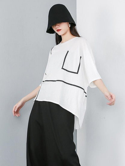 Batwing Sleeves Asymmetric Shirt