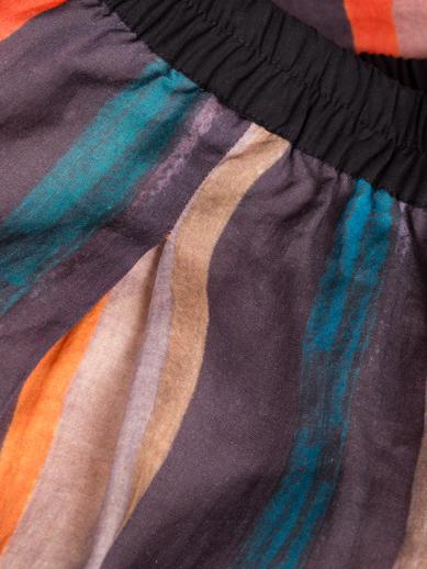 Colorful Stripe Ramie Cotton Skirt