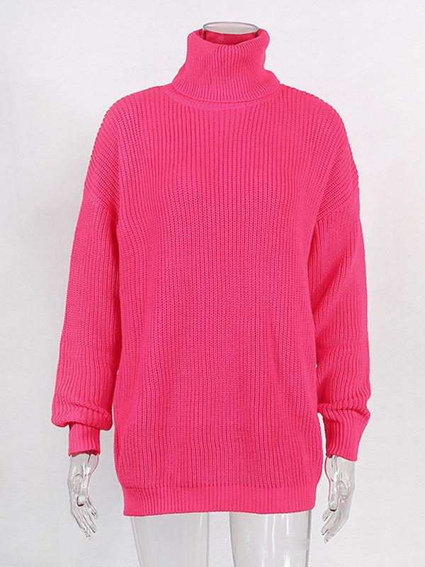 Printed High-Neck Loose Sweater