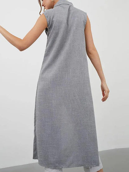 Stylish High-Low Solid Color Cross-Strap Stand Collar Vest Top