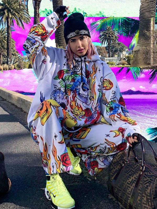 Digital Floral Printed Sports Sweatshirt