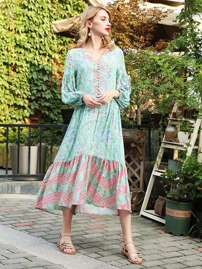 Retro Bohemia Floral Maxi Dress