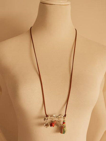 Fresh Bird Pendant Tasseled Necklace