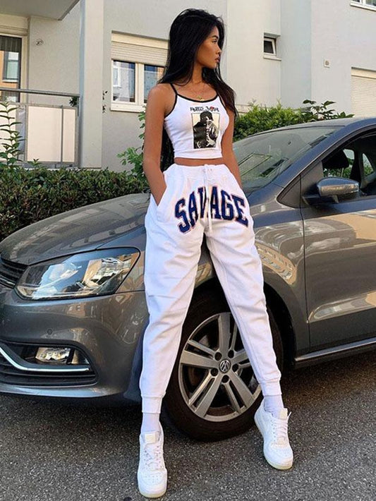 Print Letter Casual Track Pants Bottoms