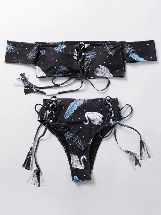 Bandeau Top Solid Bikinis Swimwear