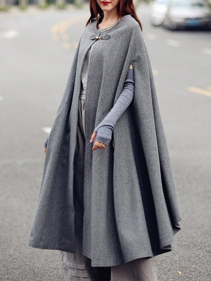 Gray Maxi Cape Outwear