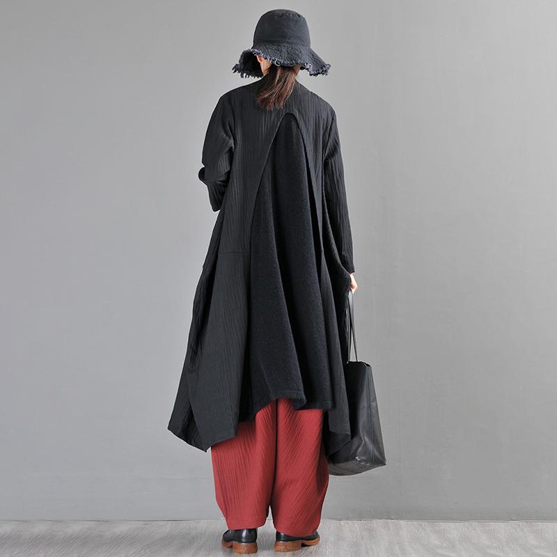 Solid Color Irregular Stitching Casual Loose Coat