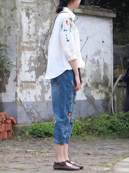 Retro Elastic Waist Harem Pants