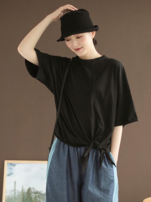 Cotton Pure Color T-shirt