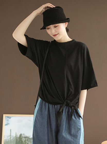 Cotton Pure Color T-shirt