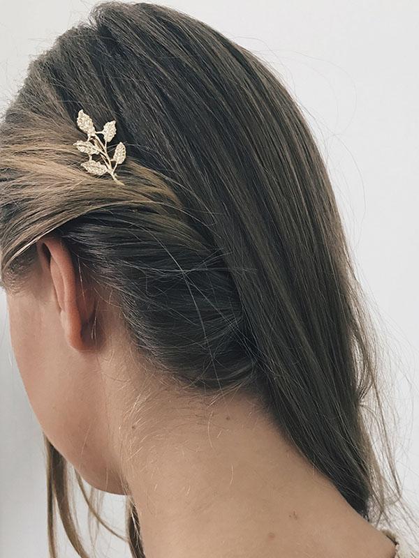 Simple Leaf Gold Color Barrette