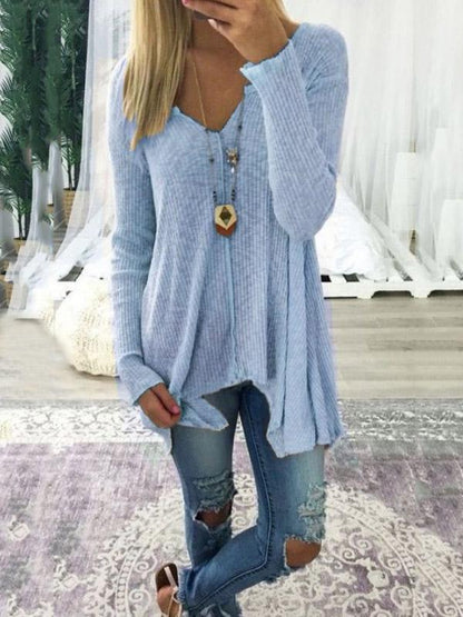 Loose Solid Color Long Sleeves Sweater Tops