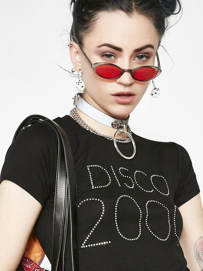 Letter Printed Short Sleeves Round-neck T-Shirts Tops