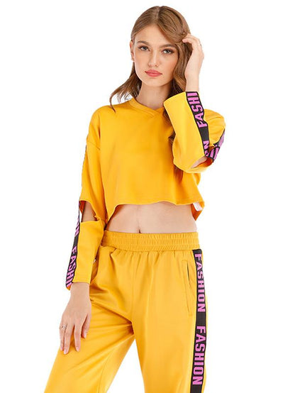 Letter Printed Split-Joint Sports Suits