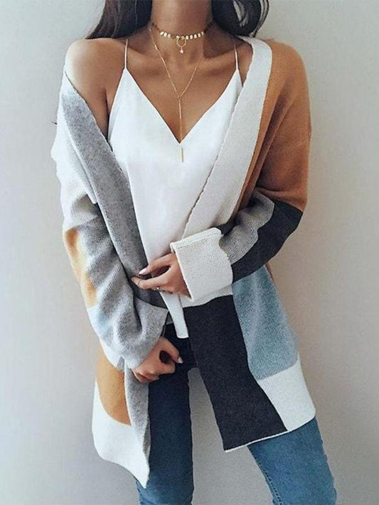 Solid Color Knitting Long Sleeves Cardigans Tops