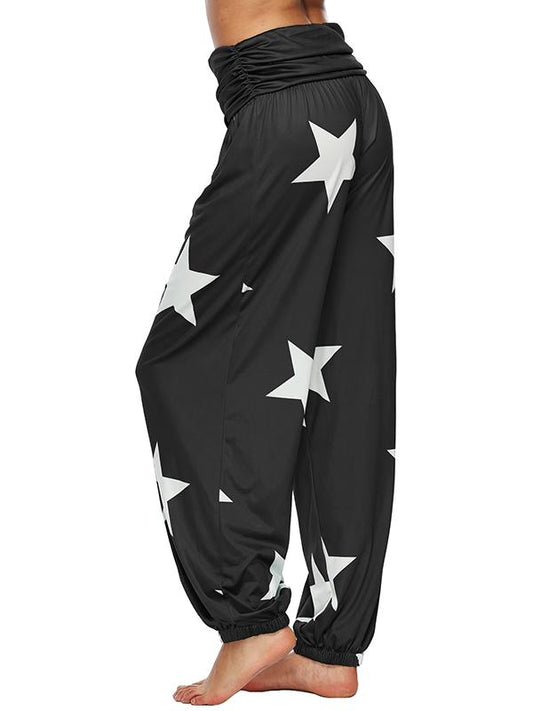 Stars Printed Plus Size Loose Harem Pants