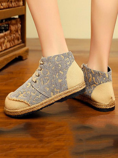 Leopard Thick Bottom Straw Shoes
