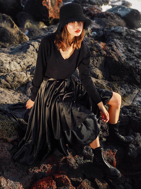 Empire A-line Ruffled Skirt Bottom