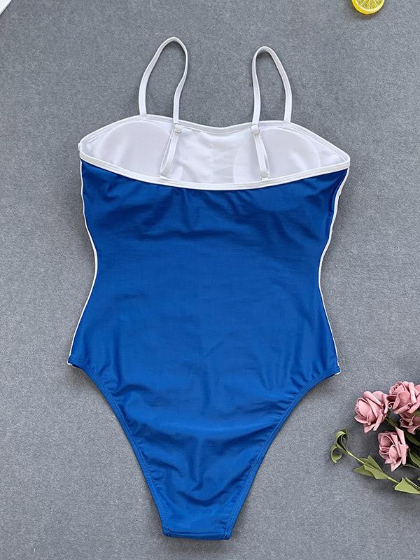 Strapless Solid Color One-Piece Swimwear