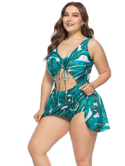 Plus Size Printed Bandage Bikinis Swimwear
