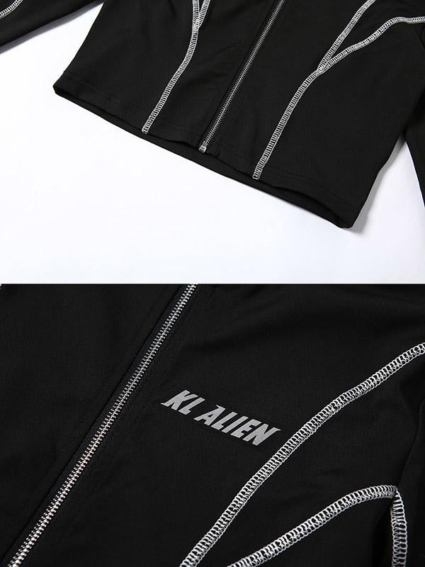 Fashion Zipper Striped Yoga Suits