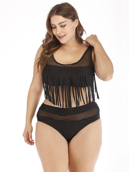 High Waist Tassels Plus Size Bikinis Swimwear