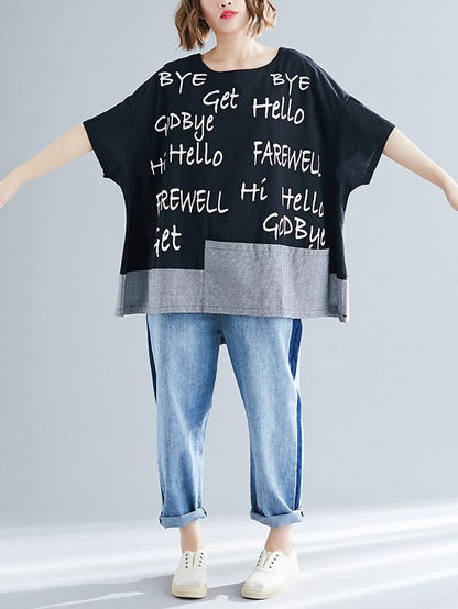 Loose Urban Casual Print Short T-Shirt